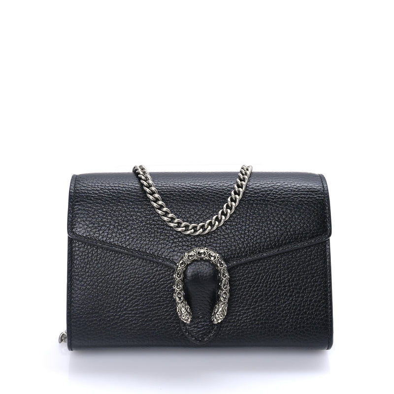  Gucci Calfskin Mini Dionysus Chain Wallet  Black