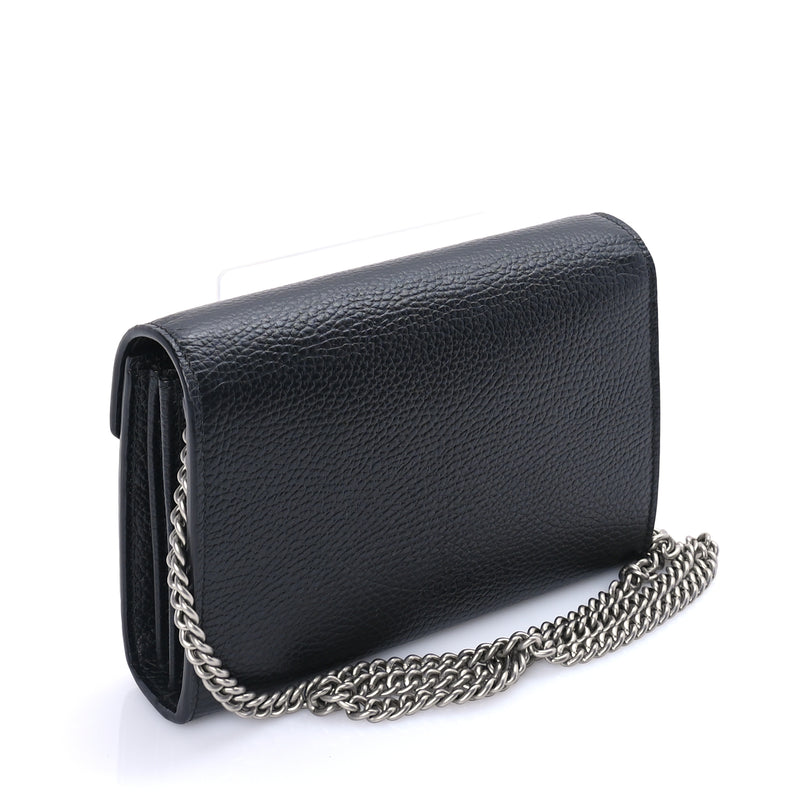  Gucci Calfskin Mini Dionysus Chain Wallet  Black