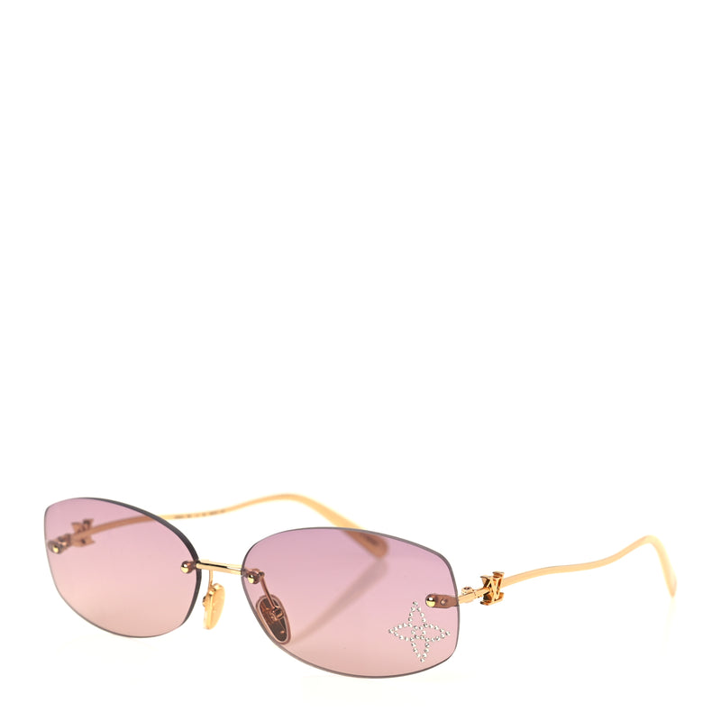  Louis Vuitton Metal Crystal LV Glam 2.0 Oval Sunglasses Pink