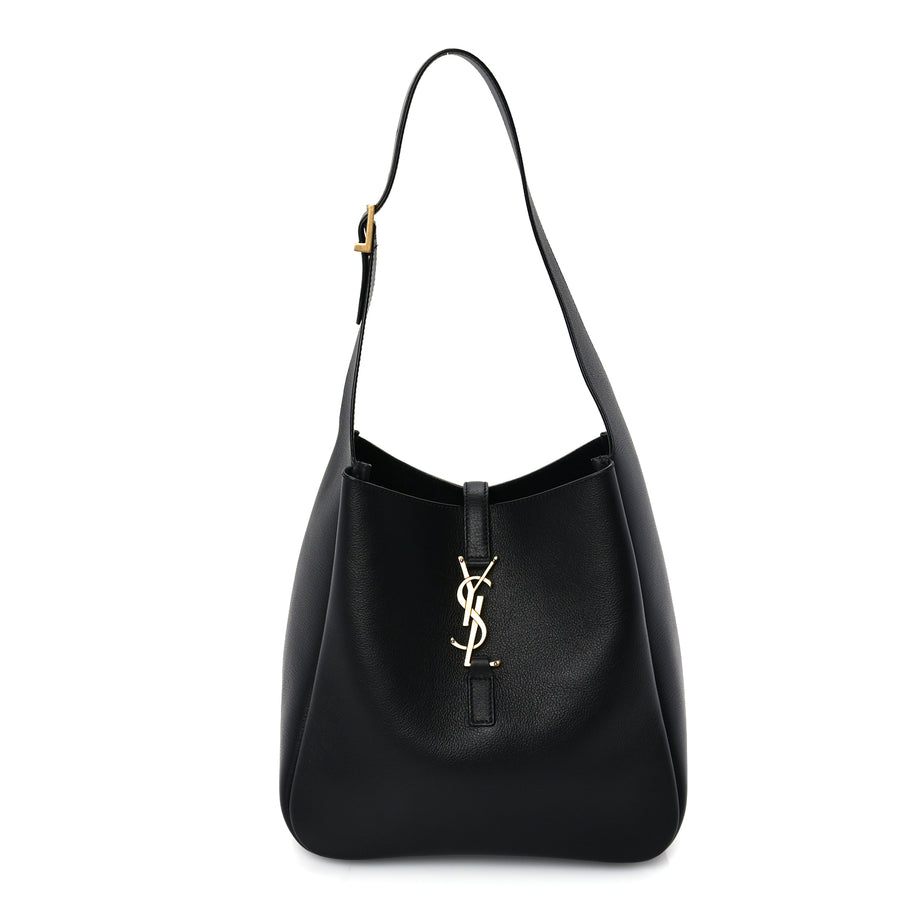 Saint Laurent Grained Calfskin Small Le 5 A 7 Supple Hobo Black Image 1