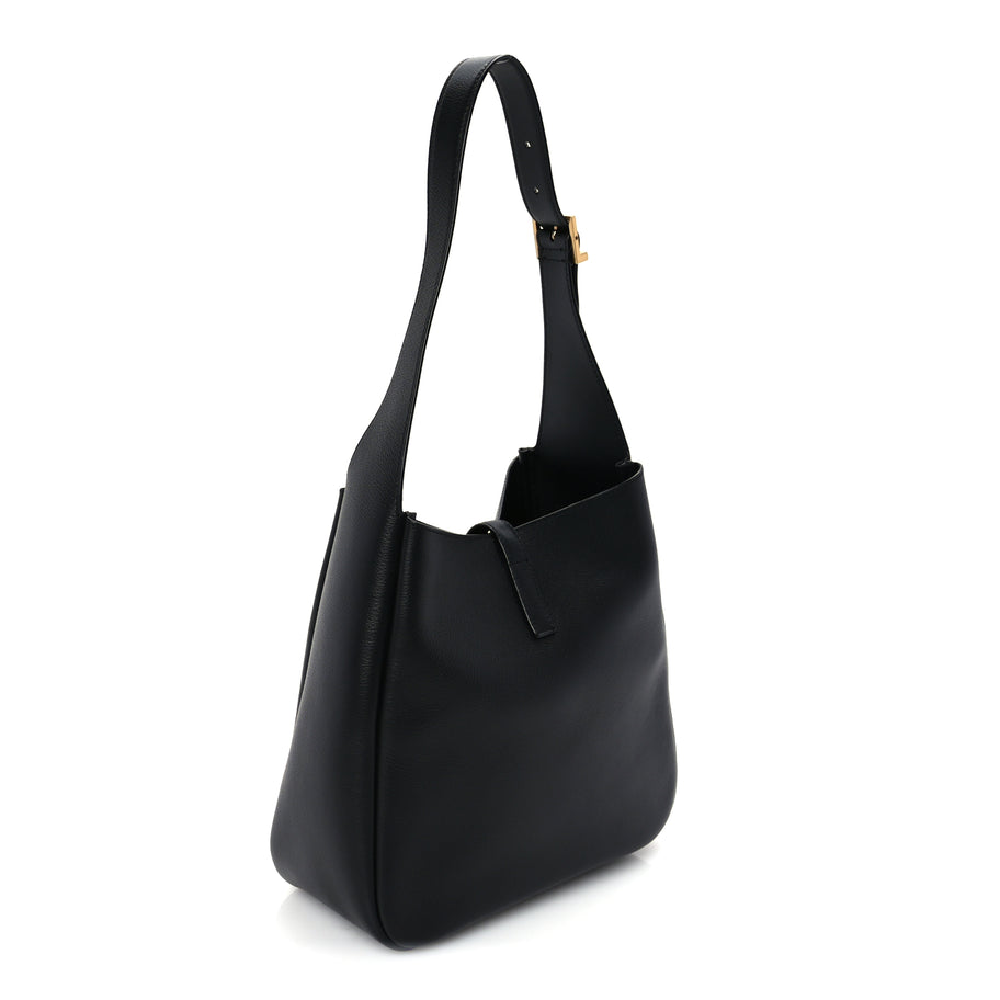Saint Laurent Grained Calfskin Small Le 5 A 7 Supple Hobo Black Image 2