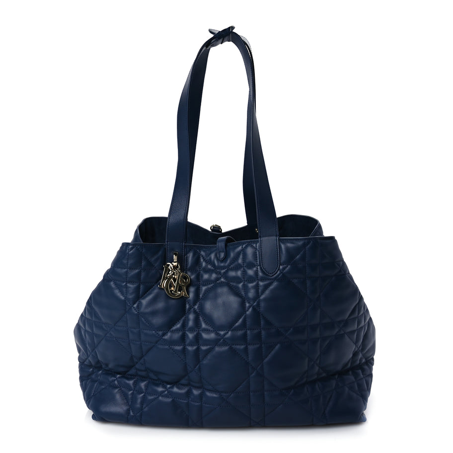 Christian Dior Calfskin Macrocannage Large Toujours   Deep Ocean Blue Image 1