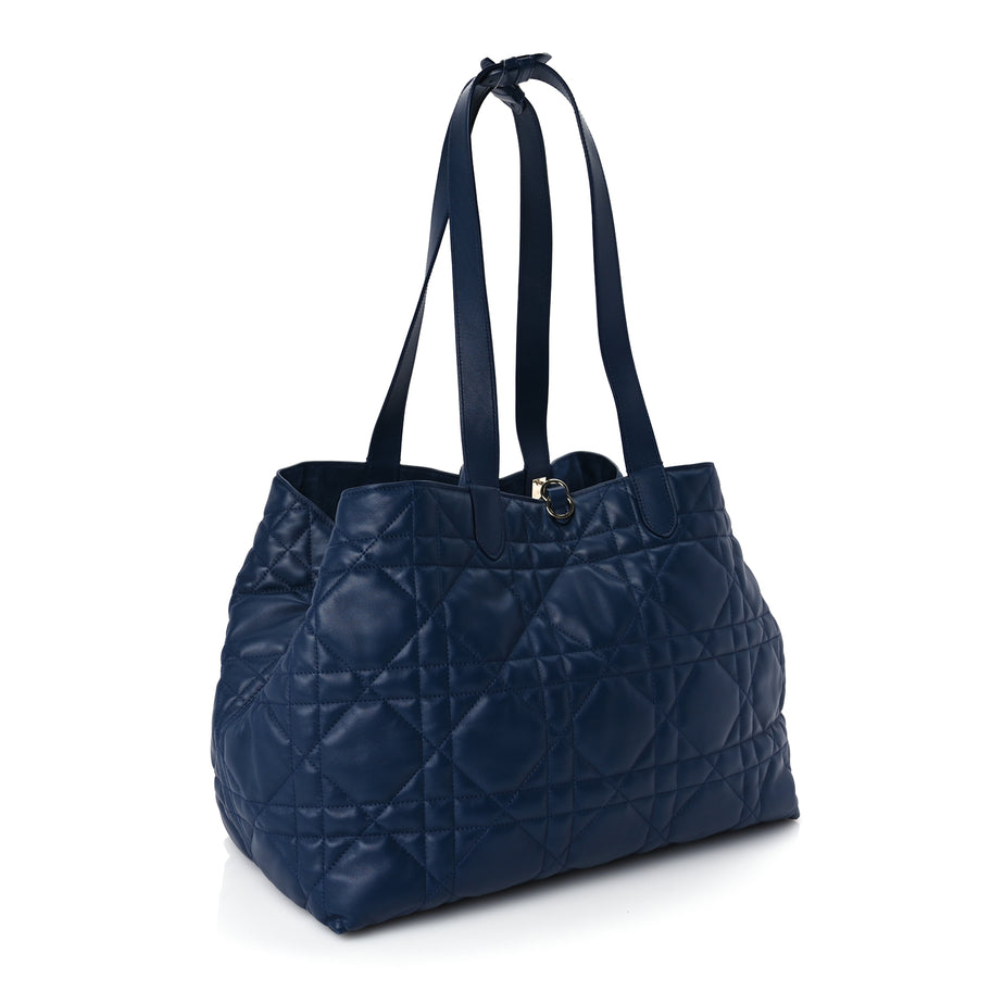 Christian Dior Calfskin Macrocannage Large Toujours   Deep Ocean Blue Image 3