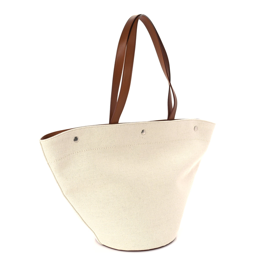 Saint Laurent Linen Calfskin Rive Gauche Tote  Greggio Brick Image 2