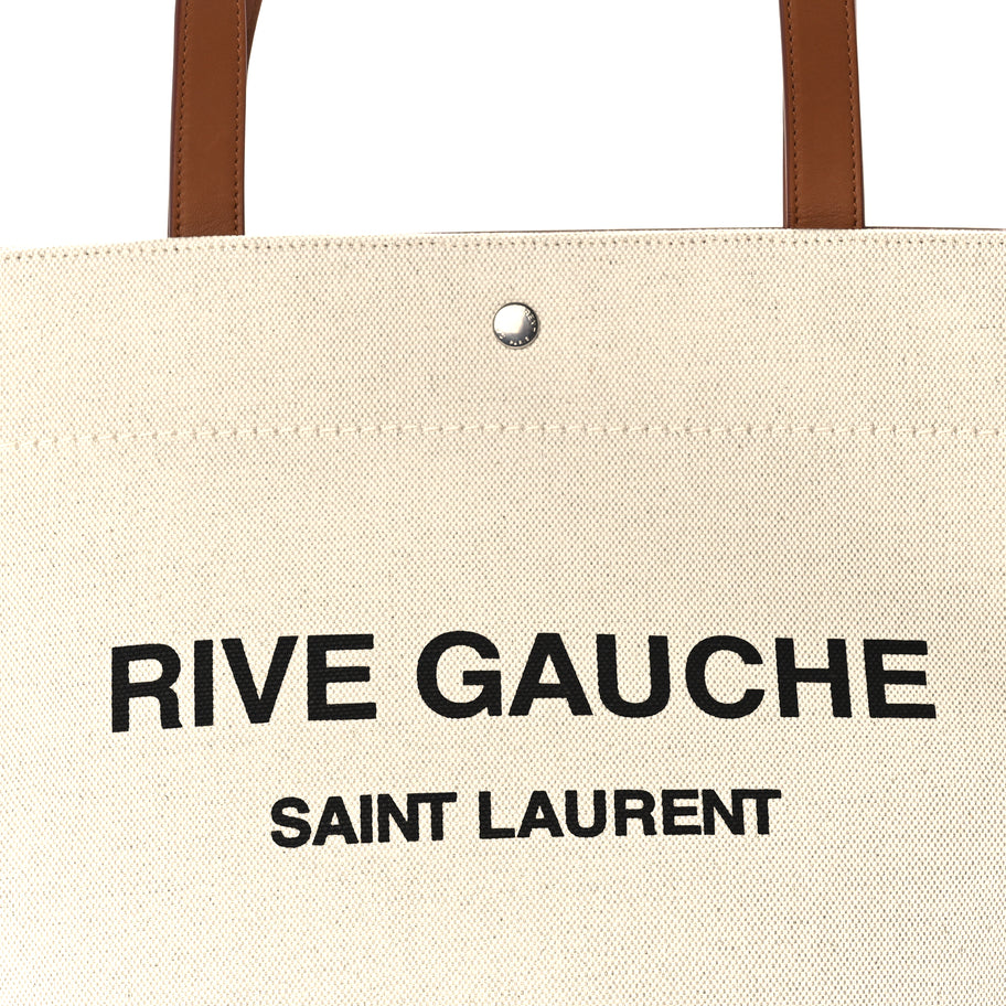 Saint Laurent Linen Calfskin Rive Gauche Tote  Greggio Brick Image 6