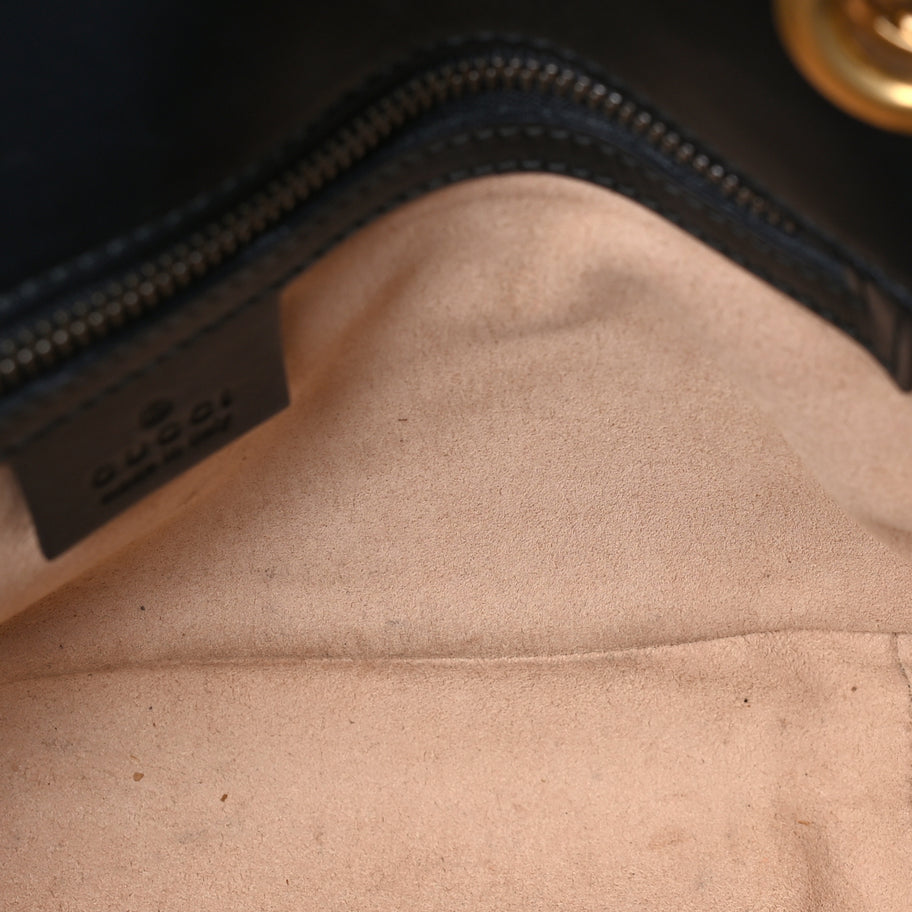 Gucci Calfskin Matelasse Small GG Marmont Shoulder Bag Black Image 4