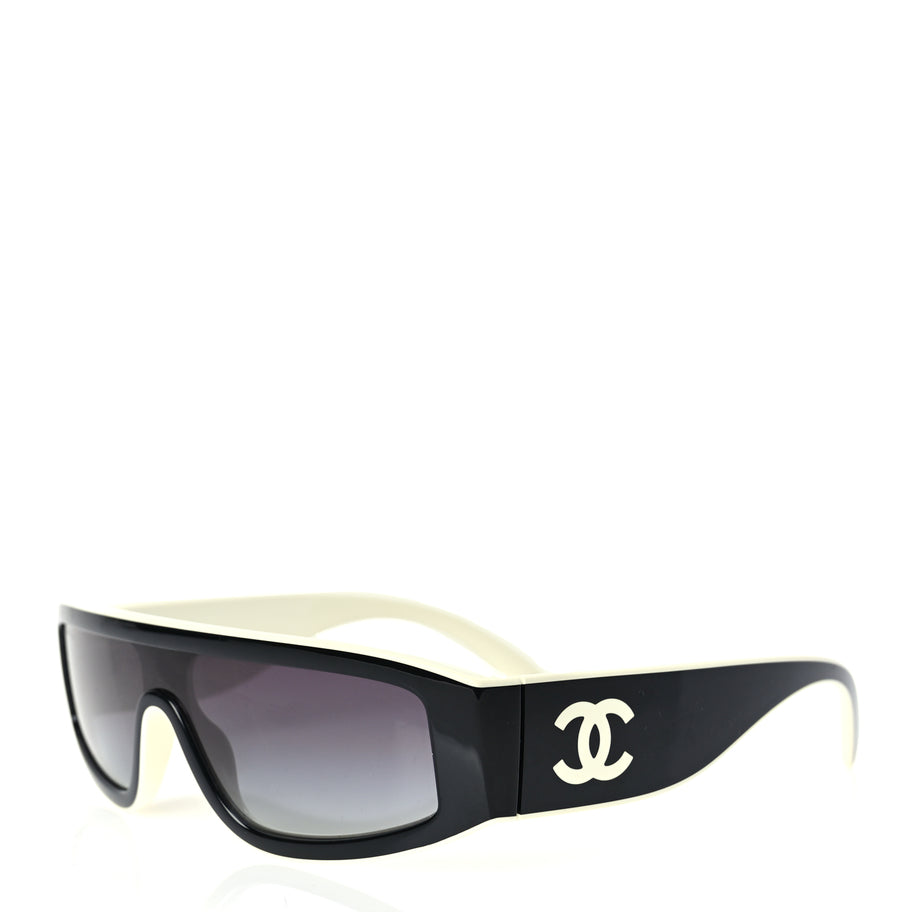 Chanel Acetate Cat Eye Sunglasses 6057 Black White Image 1