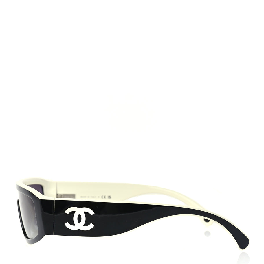 Chanel Acetate Cat Eye Sunglasses 6057 Black White Image 3