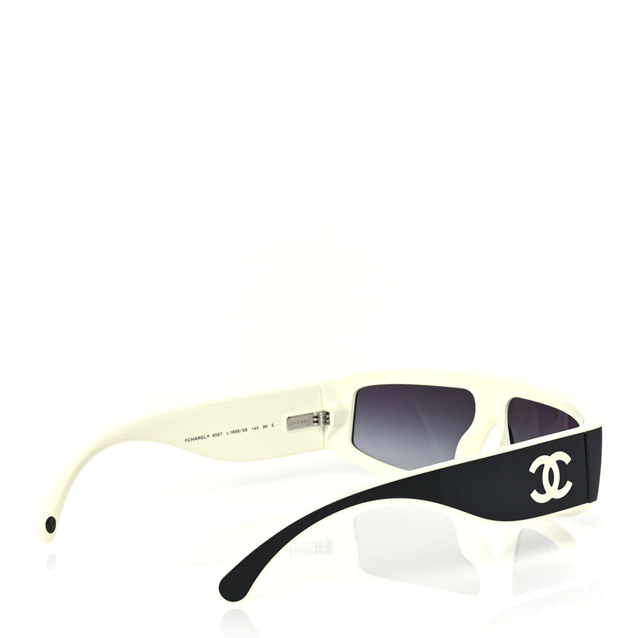 Chanel Acetate Cat Eye Sunglasses 6057 Black White Image 5