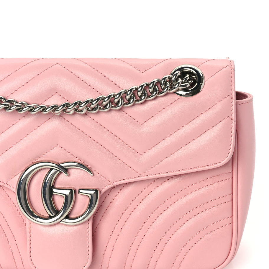 Gucci Calfskin Matelasse Small GG Marmont Shoulder Bag  Wild Rose Image 6