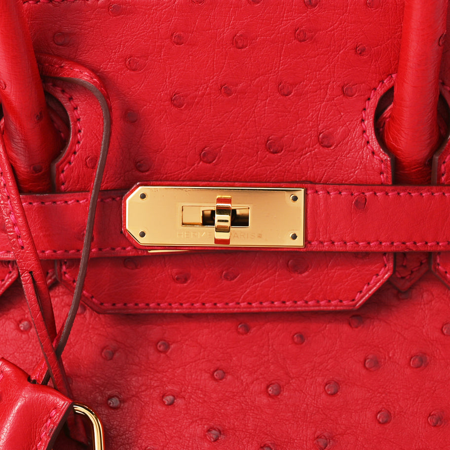 Hermes Ostrich Birkin 30 Rouge Vif Image 7