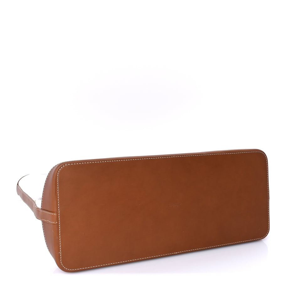 Saint Laurent Calfskin Vinyl Cabas Tote Brown Image 4