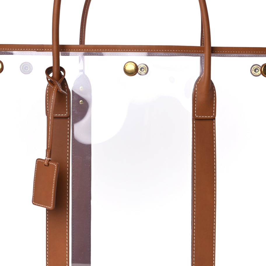 Saint Laurent Calfskin Vinyl Cabas Tote Brown Image 5
