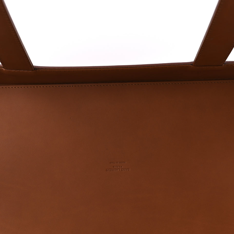 Saint Laurent Calfskin Vinyl Cabas Tote Brown Image 6