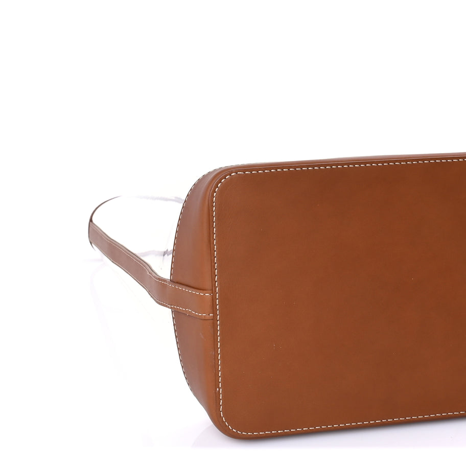 Saint Laurent Calfskin Vinyl Cabas Tote Brown Image 8
