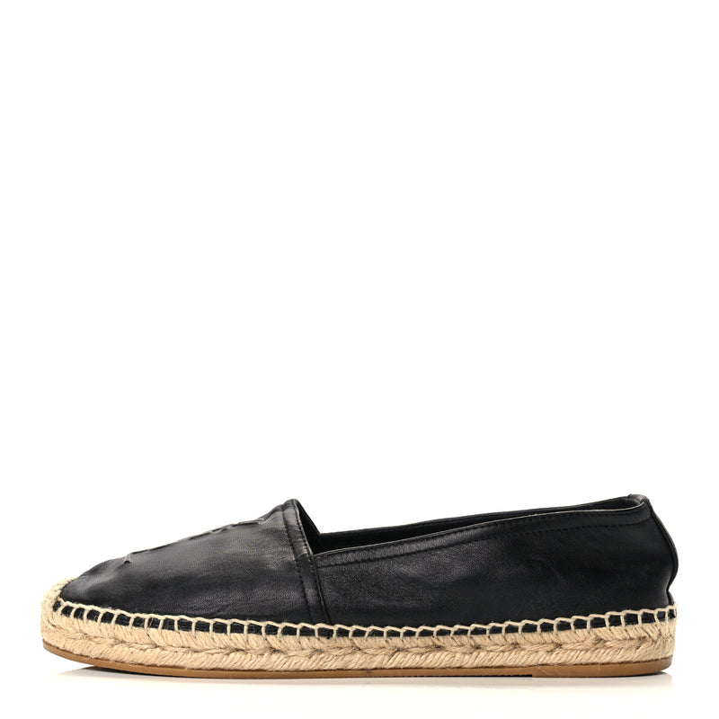  Saint Laurent Lambskin Monogram Espadrilles 38 Black