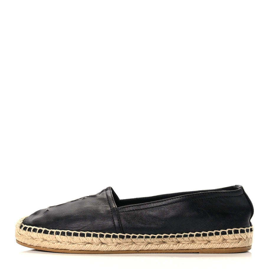 Saint Laurent Lambskin Monogram Espadrilles 38 Black Image 1