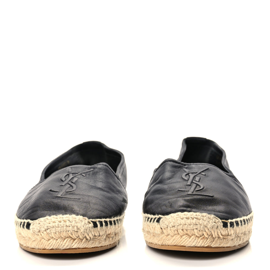 Saint Laurent Lambskin Monogram Espadrilles 38 Black Image 3