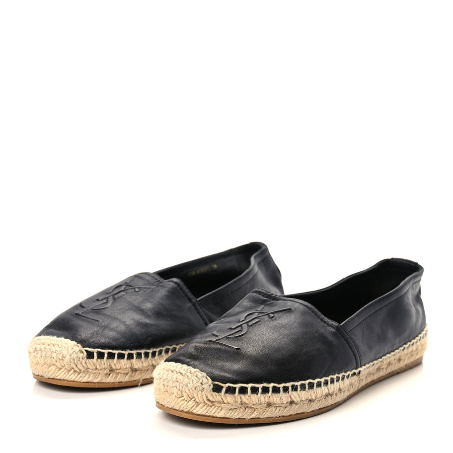 Saint Laurent Lambskin Monogram Espadrilles 38 Black Image 4