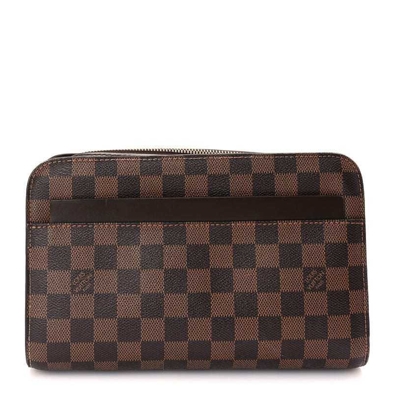  Louis Vuitton Damier Ebene Pochette Saint Louis Clutch Brown