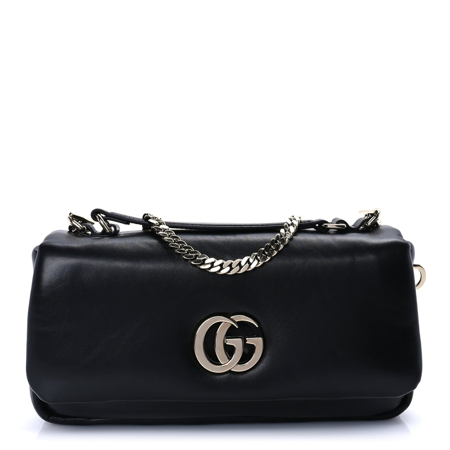Gucci Lambskin Small GG Milano Top Handle Shoulder Bag Black Image 1