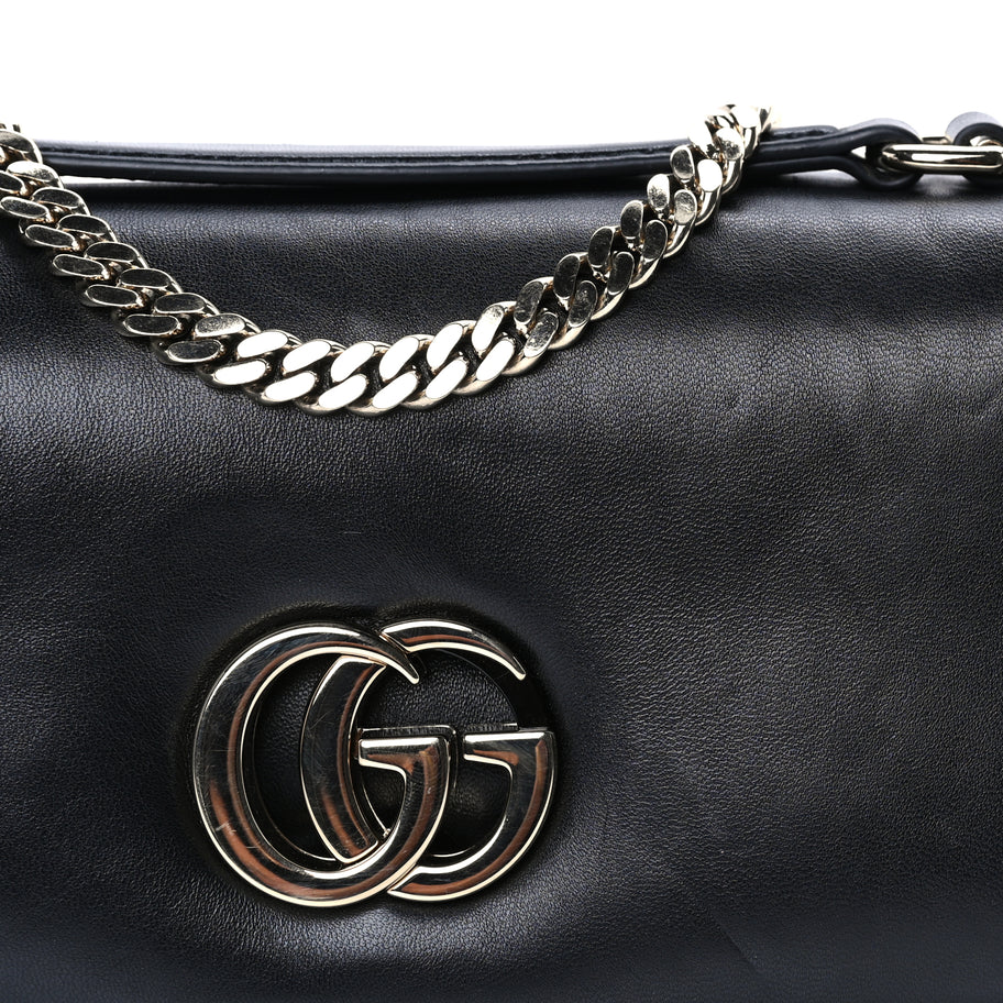 Gucci Lambskin Small GG Milano Top Handle Shoulder Bag Black Image 6