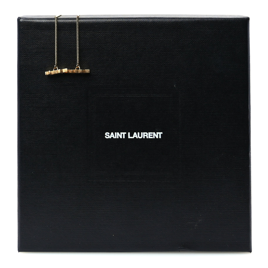 Saint Laurent Metal Monogram Pendant Threader Earrings Gold Image 4