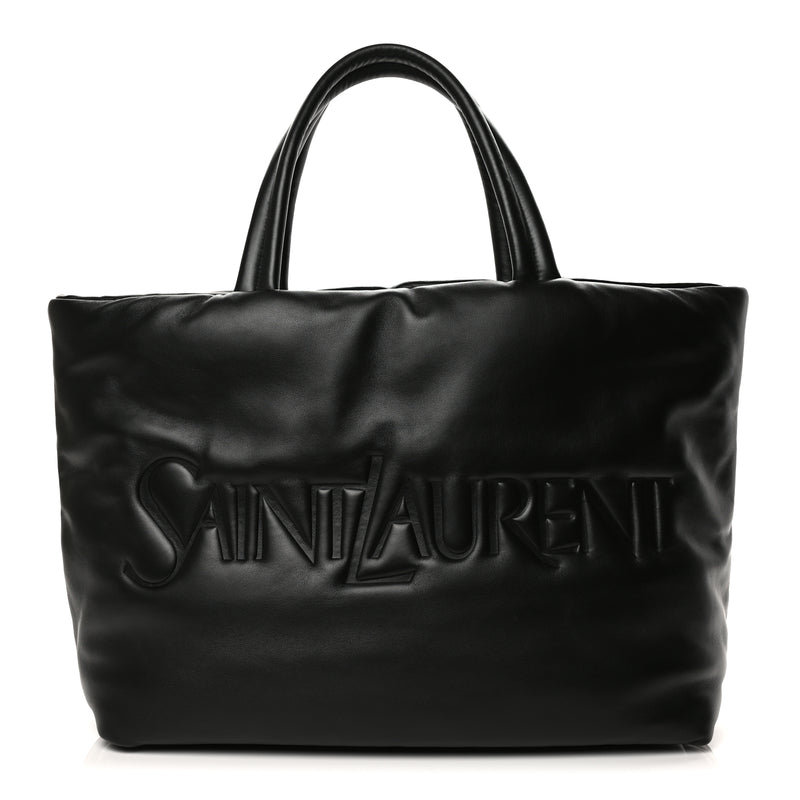  Saint Laurent Lambskin Wide Puffer Tote Black Black