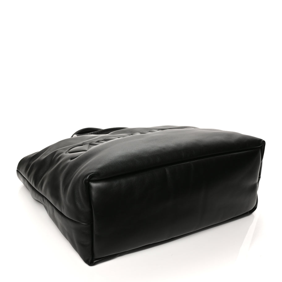 Saint Laurent Lambskin Wide Puffer Tote Black Black Image 3