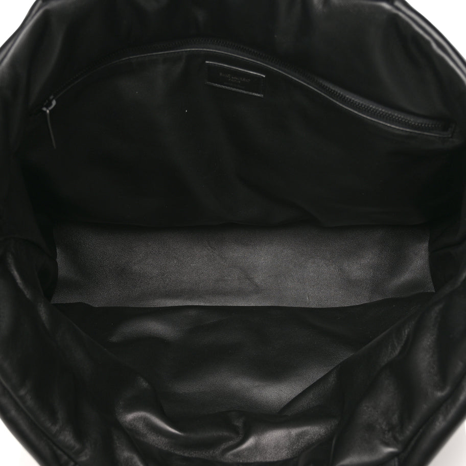 Saint Laurent Lambskin Wide Puffer Tote Black Black Image 4