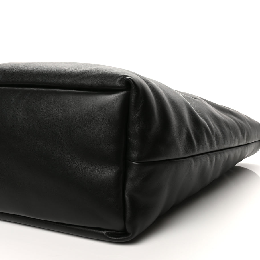 Saint Laurent Lambskin Wide Puffer Tote Black Black Image 8