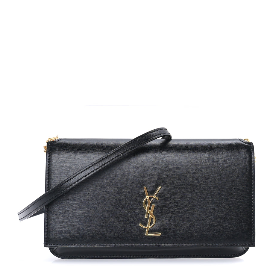 Saint Laurent Calfskin Monogram Cassandre Phone Holder With Strap Black Image 1