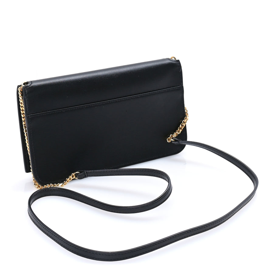 Saint Laurent Calfskin Monogram Cassandre Phone Holder With Strap Black Image 2