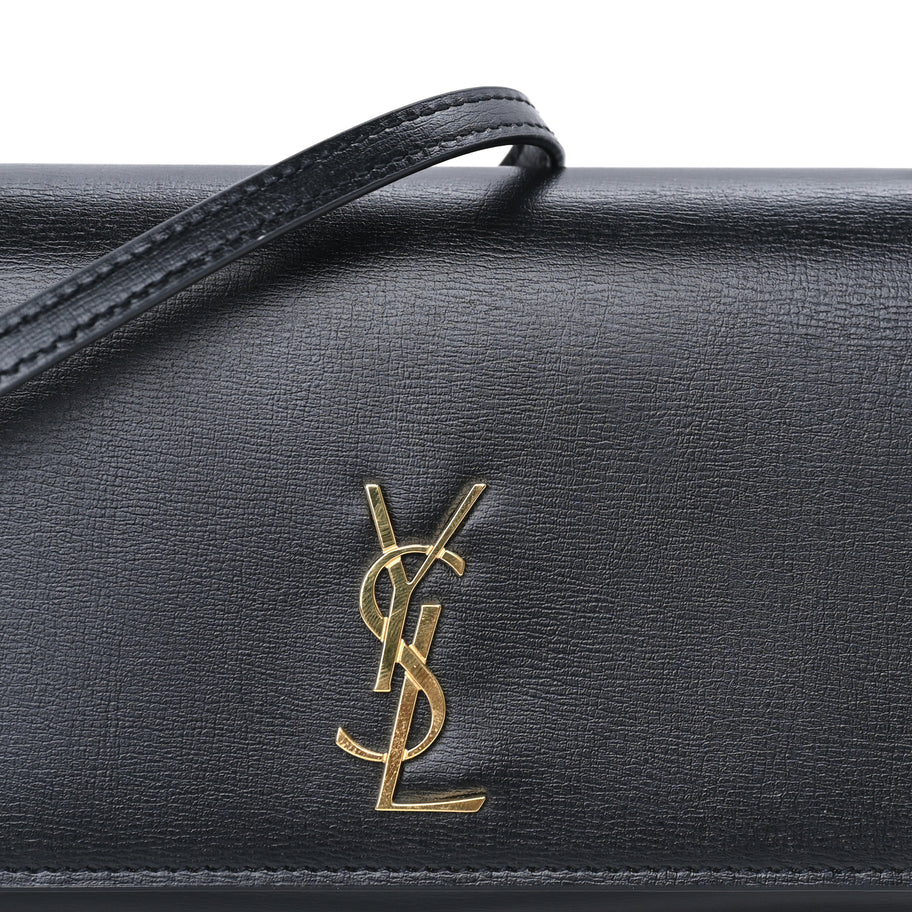 Saint Laurent Calfskin Monogram Cassandre Phone Holder With Strap Black Image 6
