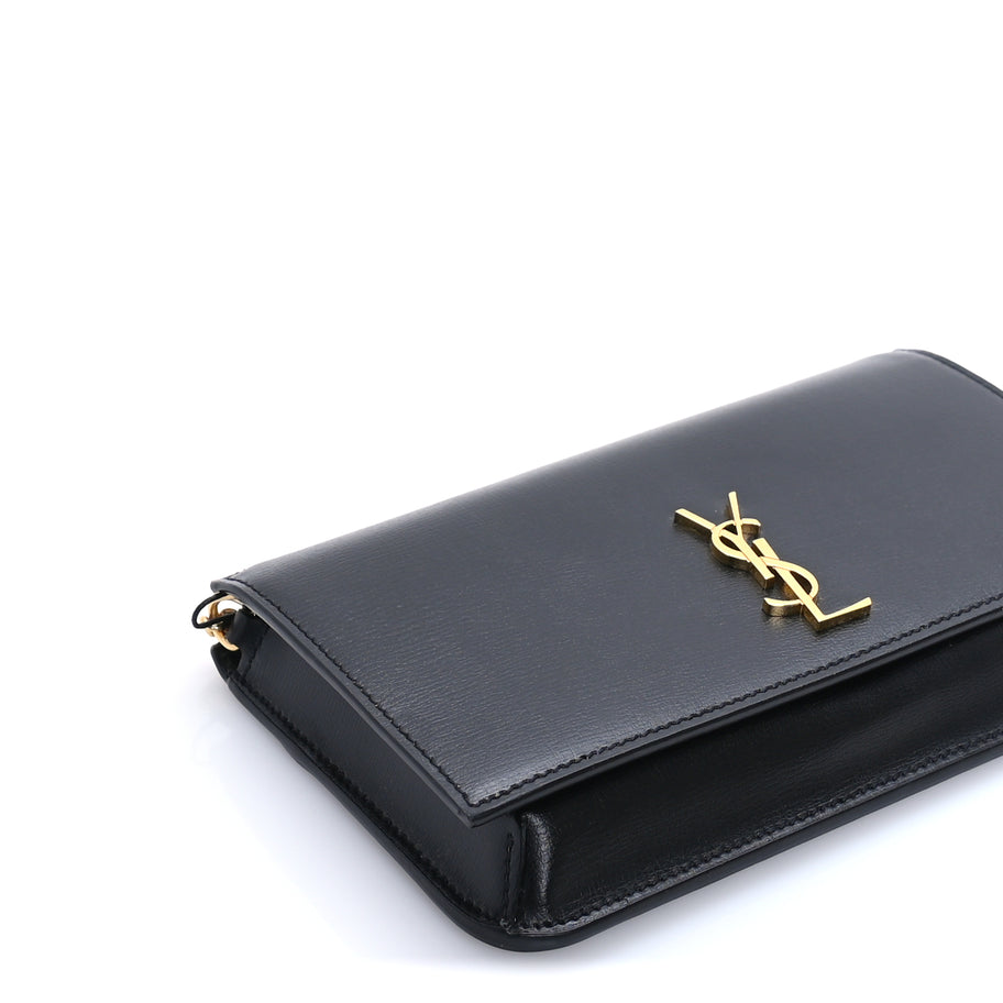 Saint Laurent Calfskin Monogram Cassandre Phone Holder With Strap Black Image 7