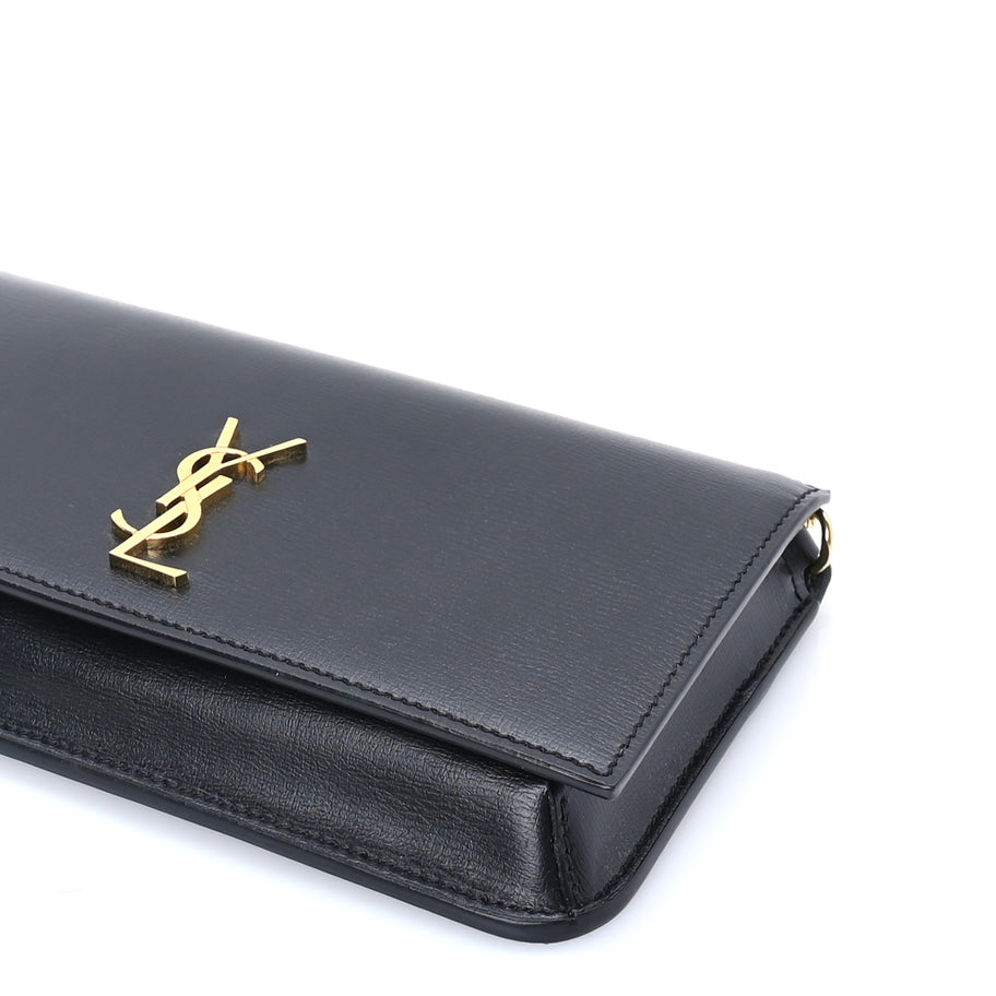 Saint Laurent Calfskin Monogram Cassandre Phone Holder With Strap Black Image 8
