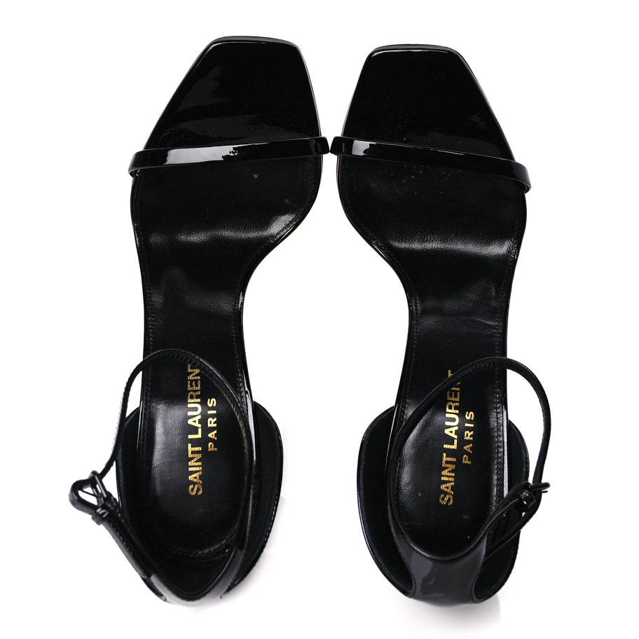 Saint Laurent Patent Calfskin Opyum 110 Sandals 37 Black Image 3