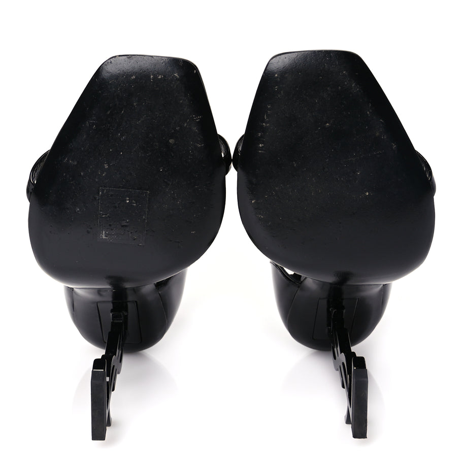 Saint Laurent Patent Calfskin Opyum 110 Sandals 37 Black Image 6