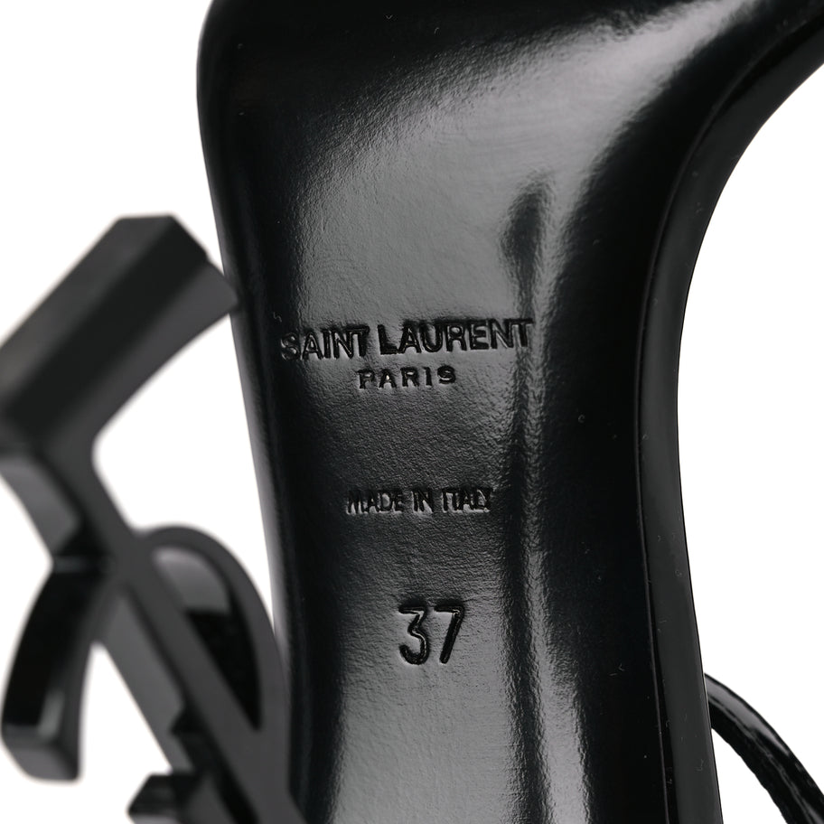 Saint Laurent Patent Calfskin Opyum 110 Sandals 37 Black Image 7