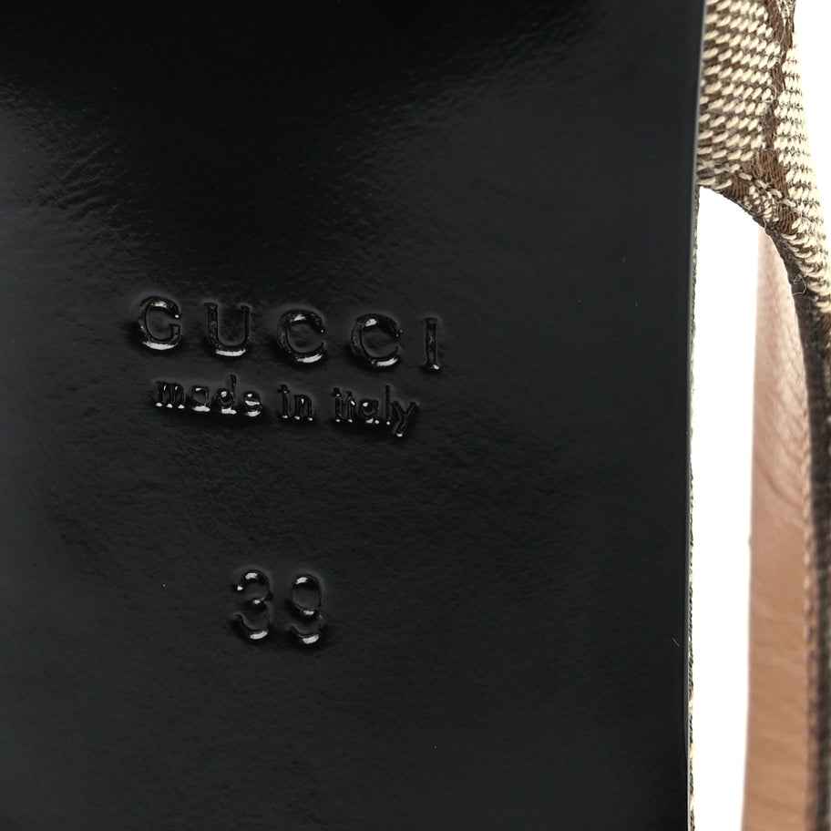Gucci Monogram Horsebit Womens Slingback Ballet Flat 39  Beige Ebony Cocoa Image 7