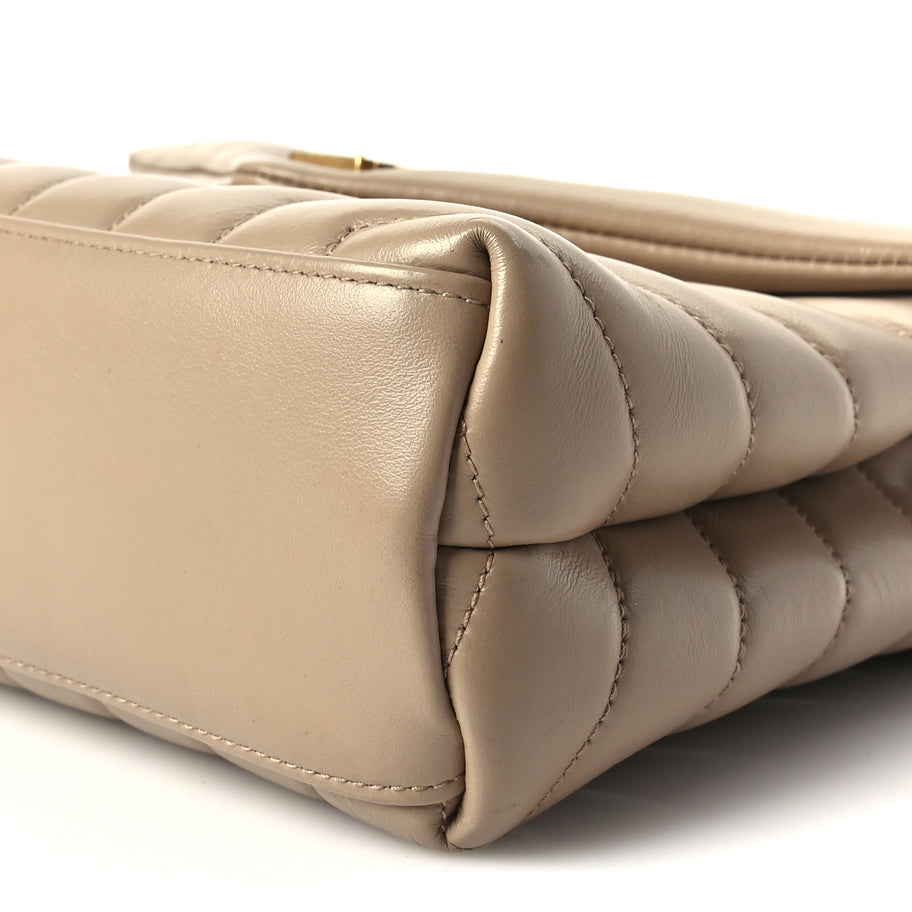 Saint Laurent Calfskin Y Quilted Monogram Small Loulou Chain Satchel Dark Beige Image 7