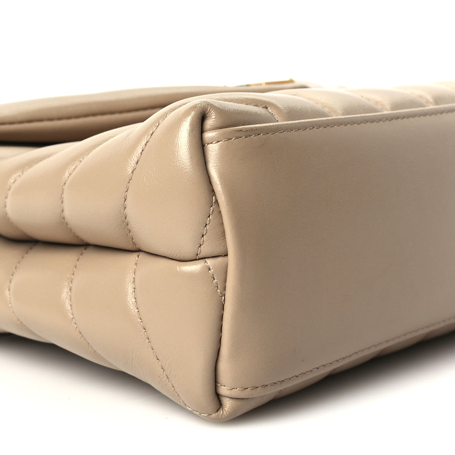 Saint Laurent Calfskin Y Quilted Monogram Small Loulou Chain Satchel Dark Beige Image 8