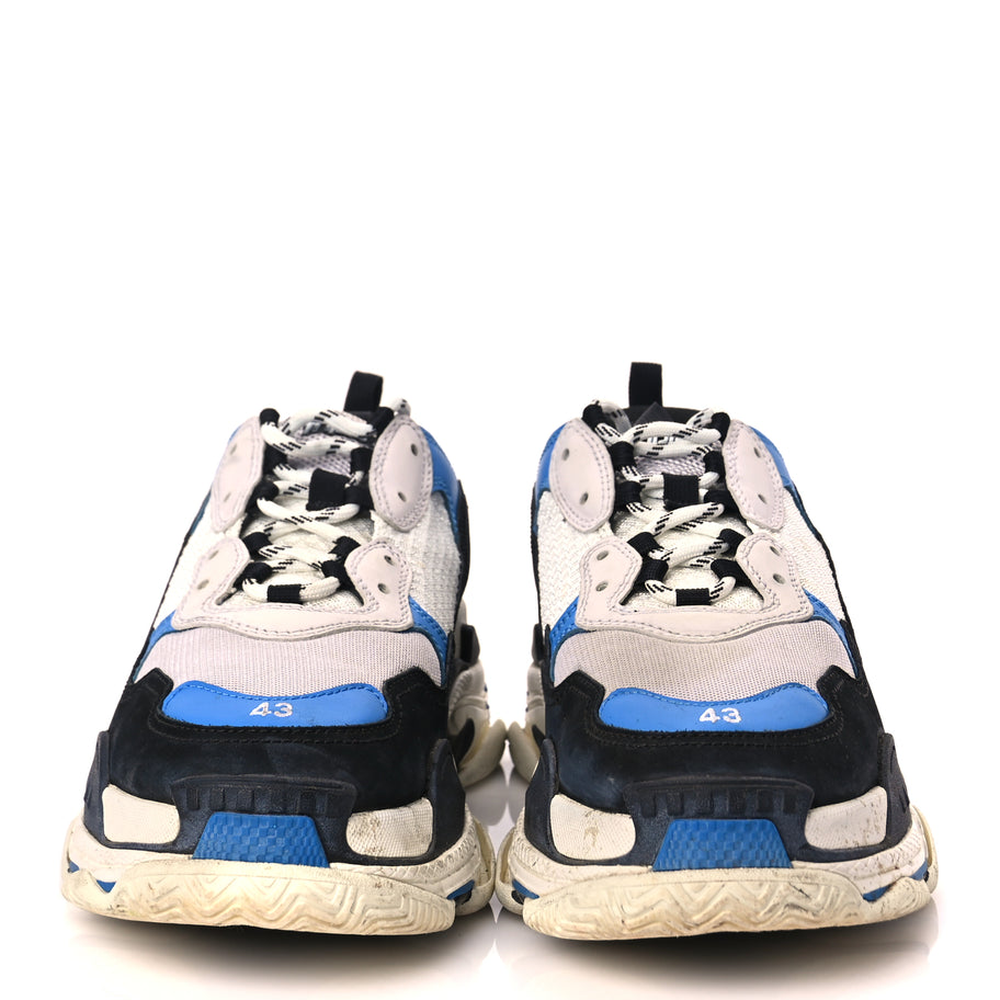 Balenciaga Fabric Mesh Mens Triple S Sneakers 43 Black Blue White Image 3