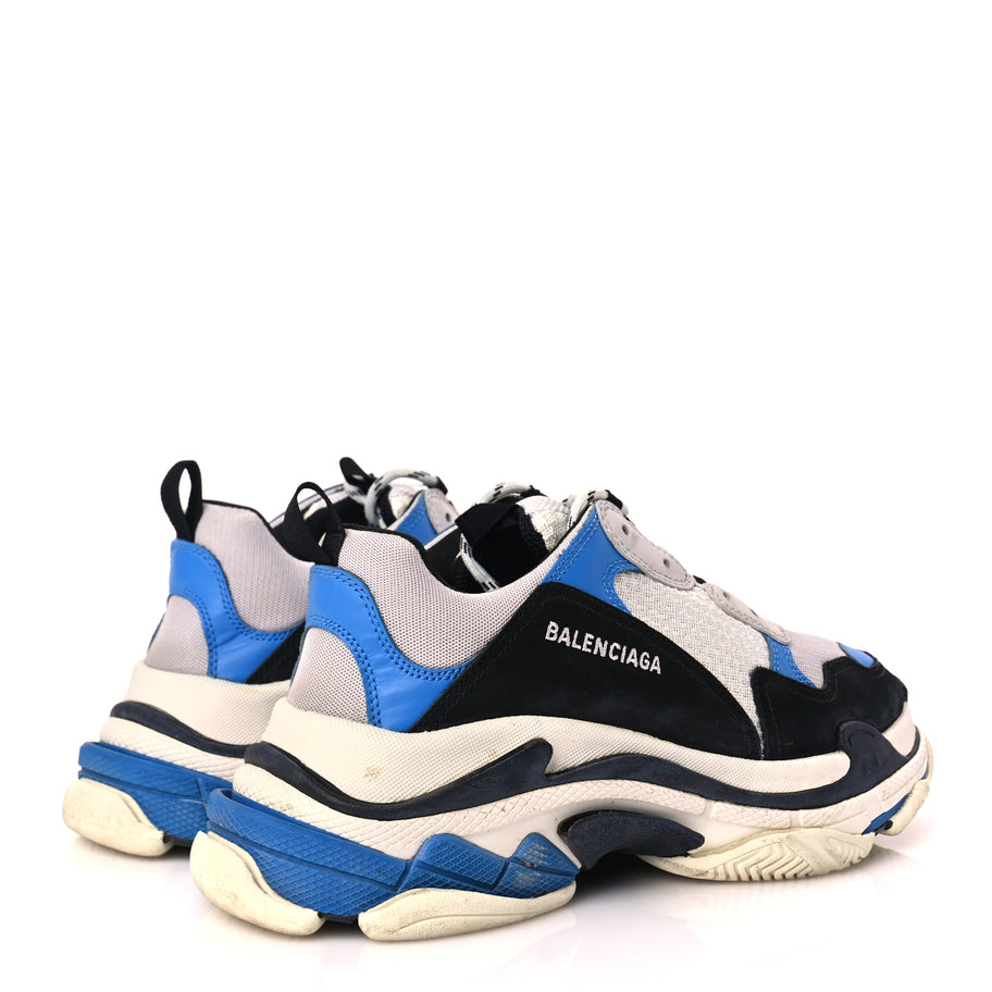 Balenciaga Fabric Mesh Mens Triple S Sneakers 43 Black Blue White Image 5