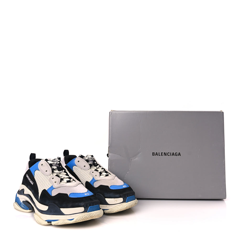 Balenciaga Fabric Mesh Mens Triple S Sneakers 43 Black Blue White Image 10
