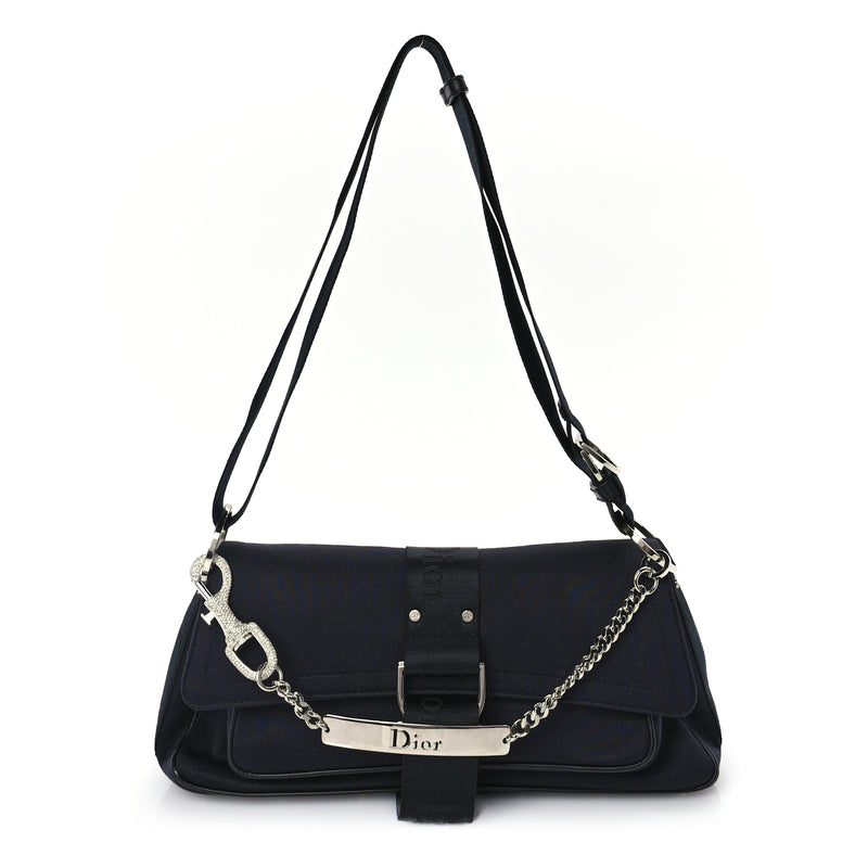  Christian Dior Silk Jersey Crystal Hardcore Bag Navy
