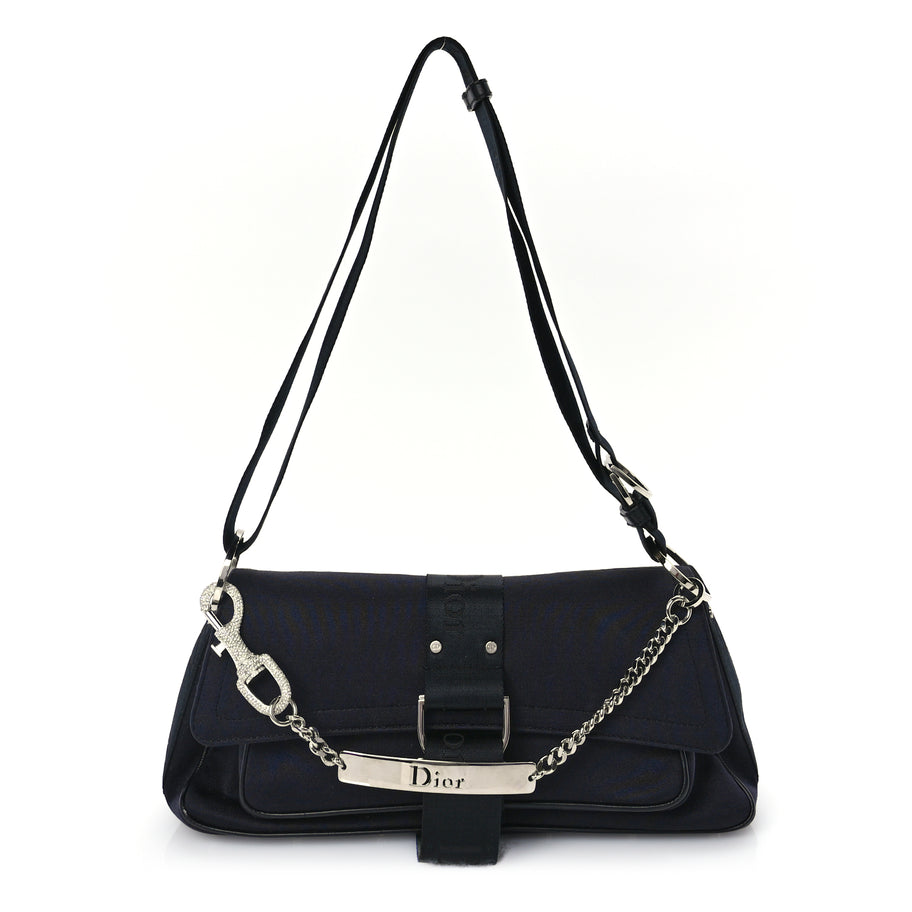 Christian Dior Silk Jersey Crystal Hardcore Bag Navy Image 1