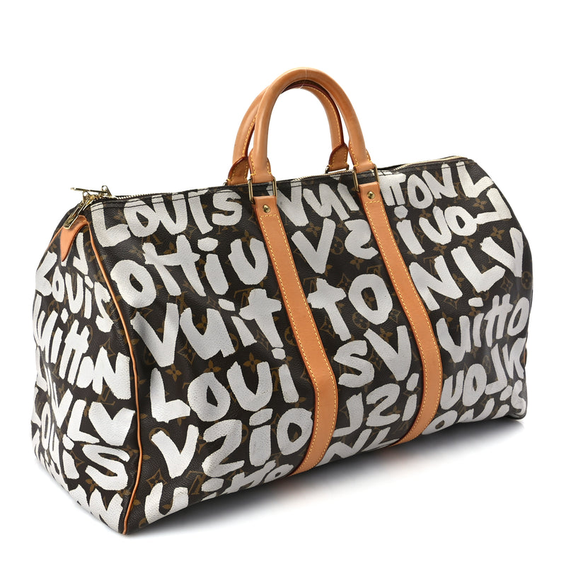  Louis Vuitton Monogram Graffiti Keepall 50  Silver