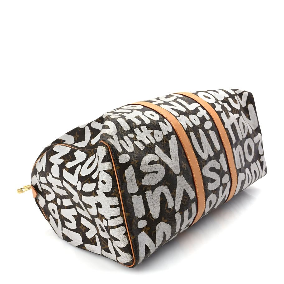 Louis Vuitton Monogram Graffiti Keepall 50  Silver Image 7