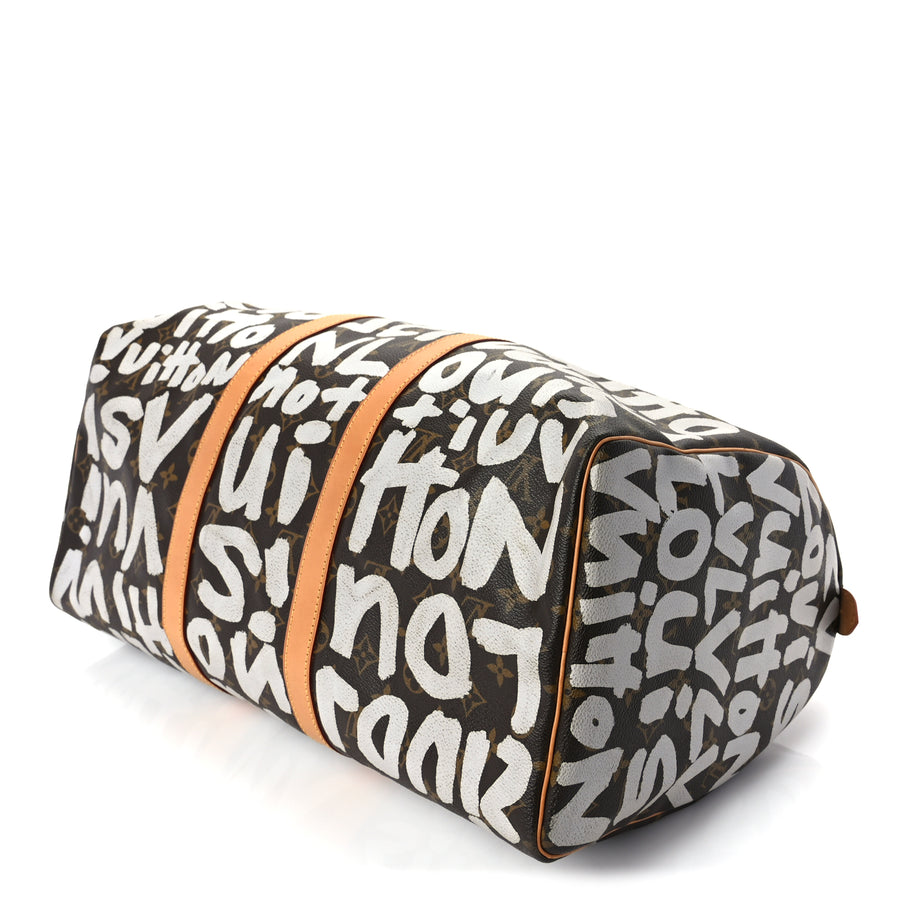 Louis Vuitton Monogram Graffiti Keepall 50  Silver Image 8